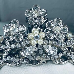 Authentic Maria Elena Headpiece - Silver with Pearl and Crystal Detail